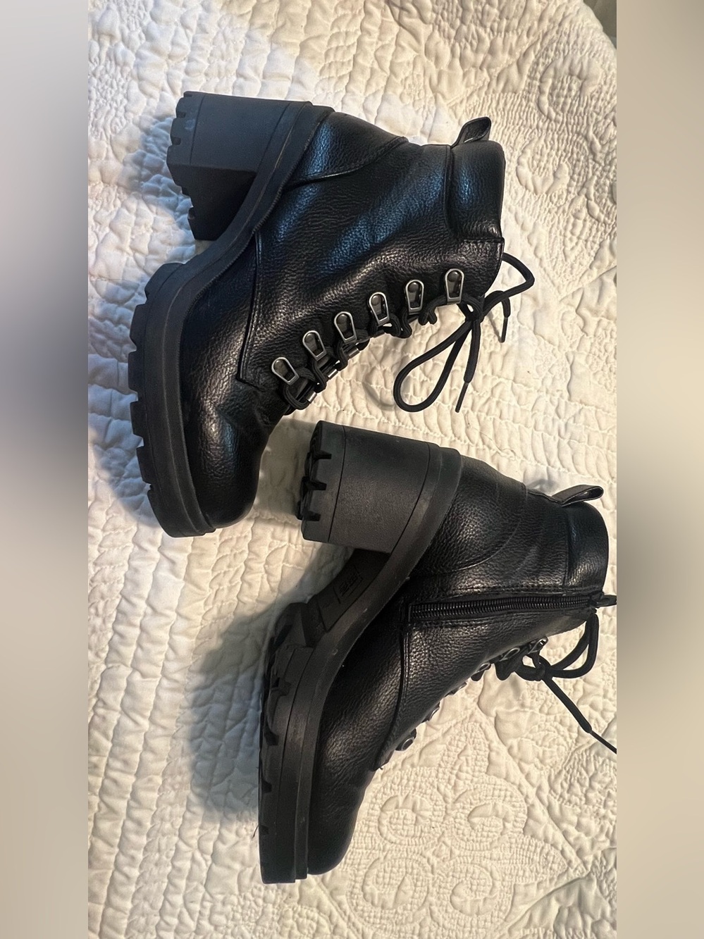 Chunky Black Lace-Up Ankle Boots